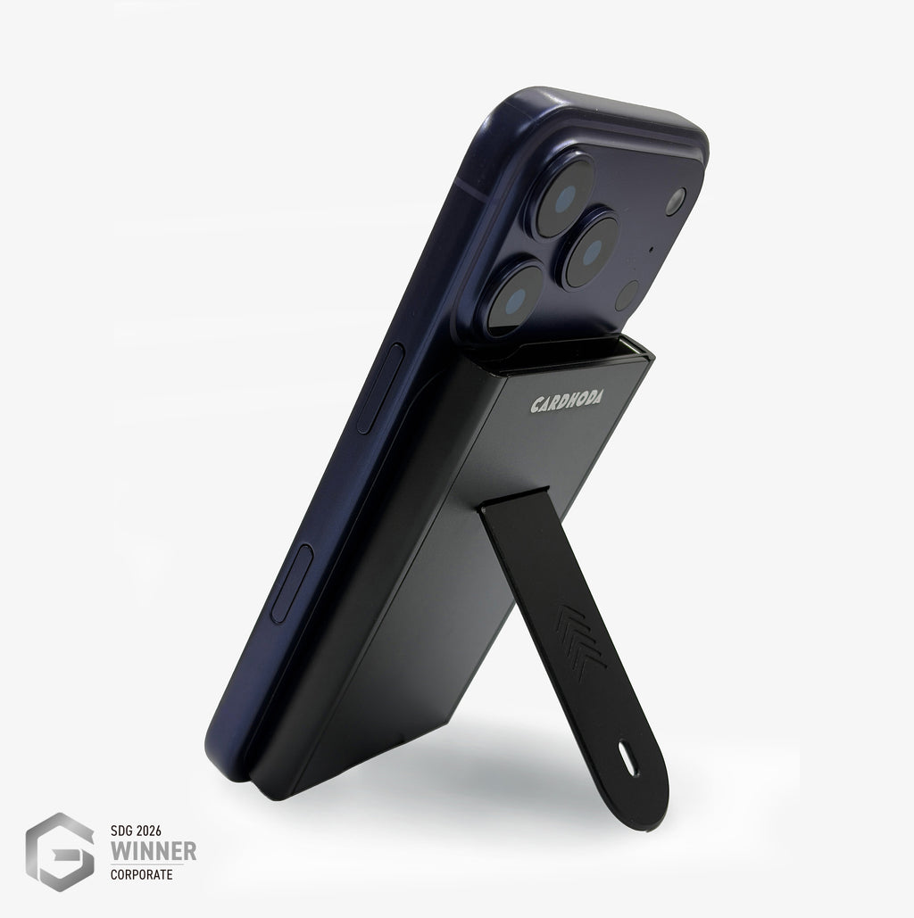 Magnetic Quick Release Case - RFID/NFC Blocking Card Case with Foldable Phone Stand