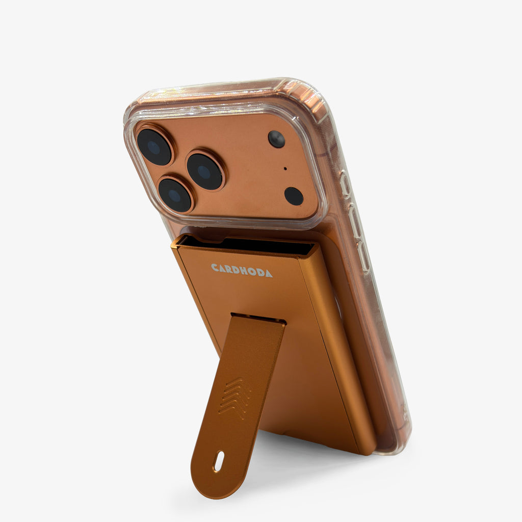 Magnetic Quick Release Case | RFID/NFC Blocking Cardcase with Foldable Phone Stand